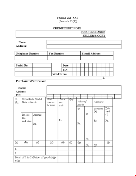 credit debit template