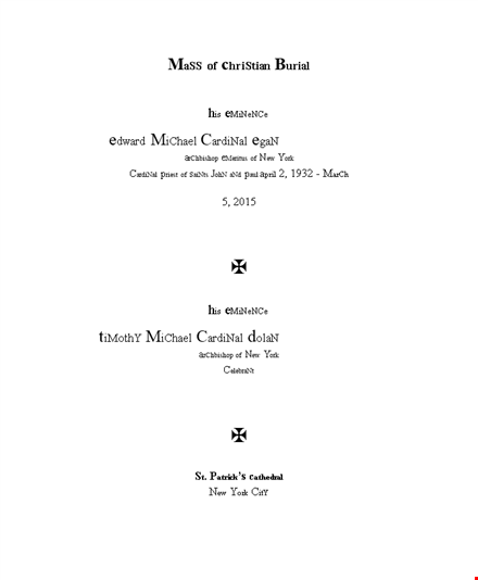 funeral mass program template - catholic cardinal ceremony | customizeable template