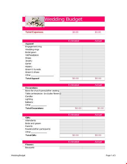 create a budget plan for your wedding with our weeding budget spreadsheet template