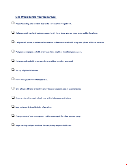 cruise vacation checklist template template