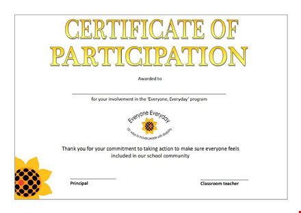 printable participation certificate for everyone | free certificate template