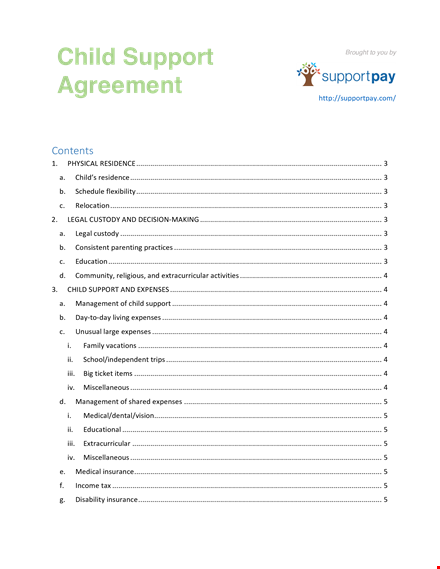 private child support agreement template template