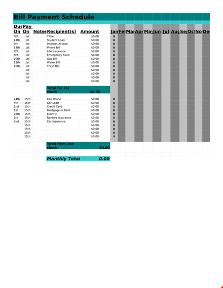 manage your finances with our free printable bill payment schedule template template