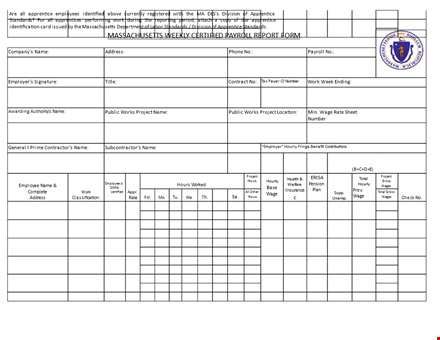 payroll form template for standards, division, and identified apprentice template