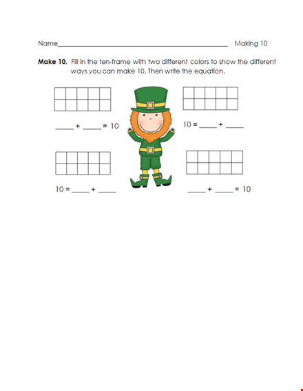 ten frame template for counting and math practice template