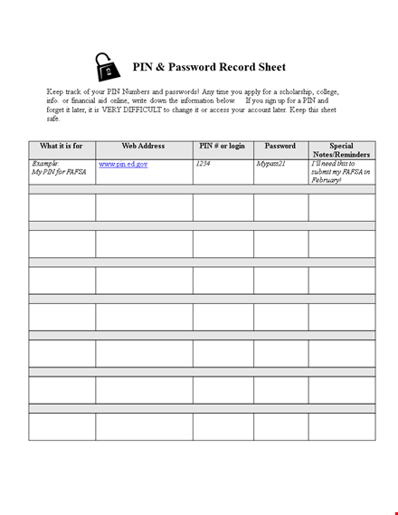 Password List Template - Securely Organize and Track Your Passwords