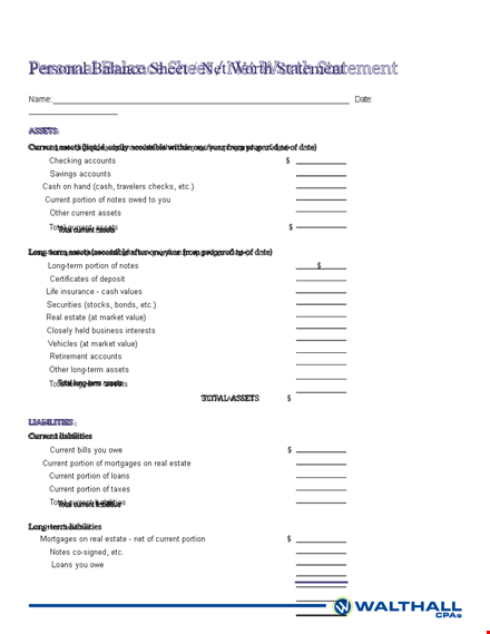 personal balance sheet example template
