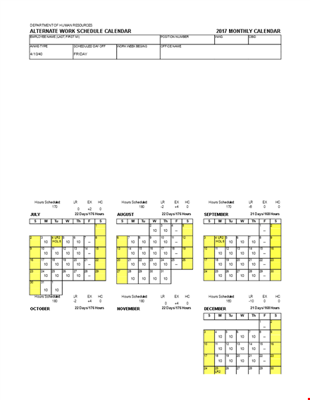 schedule calendar - easily plan and manage your hours template