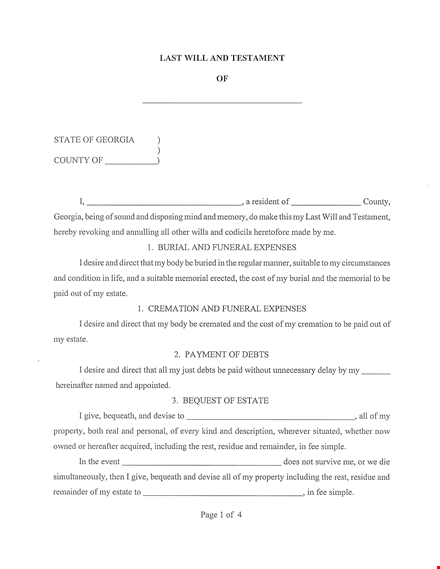 create a last will and testament with our template template