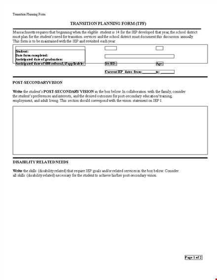 create a clear path for success with our secondary student transition plan template template