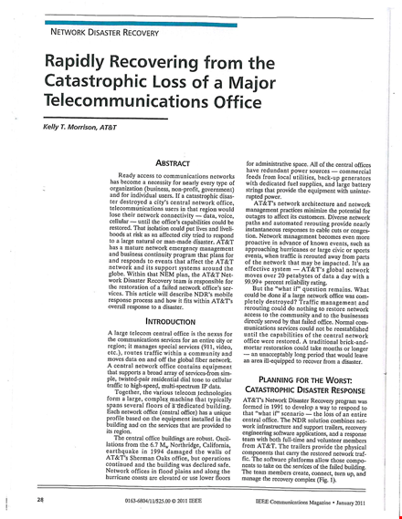 network disaster recovery plan - comprehensive example & guidelines template