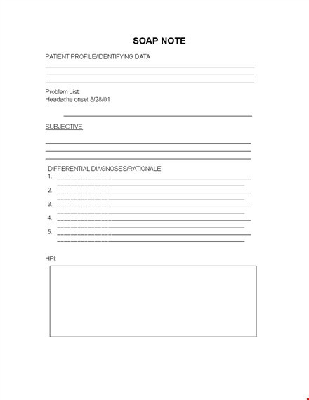 efficient soap note template | organized patient documentation template