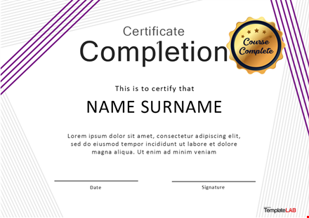 get your certificate completion today - easy and fast process template