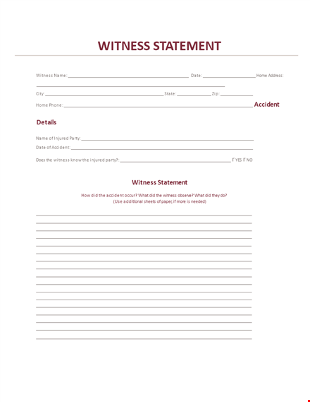 insurance witness statement template