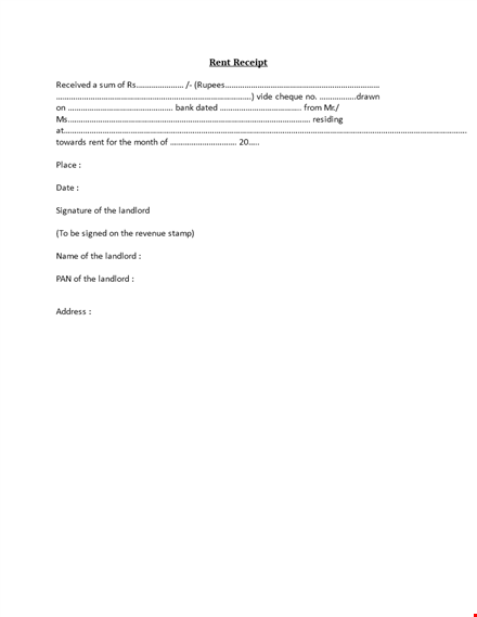 received rent receipt for landlord template