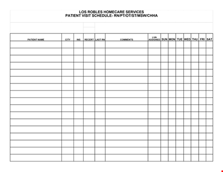 patient visit schedule template template