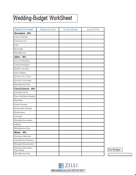 create a wedding budget spreadsheet to plan your big day template