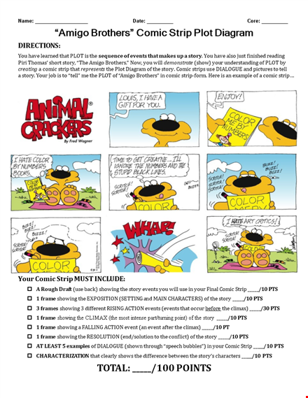 create engaging stories with our plot diagram template - comic strip style template