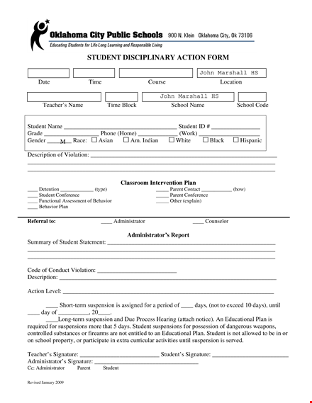 employee write up form for school - effective tool for administrator and student management template