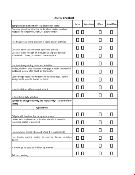 child aggressive behavior checklist template