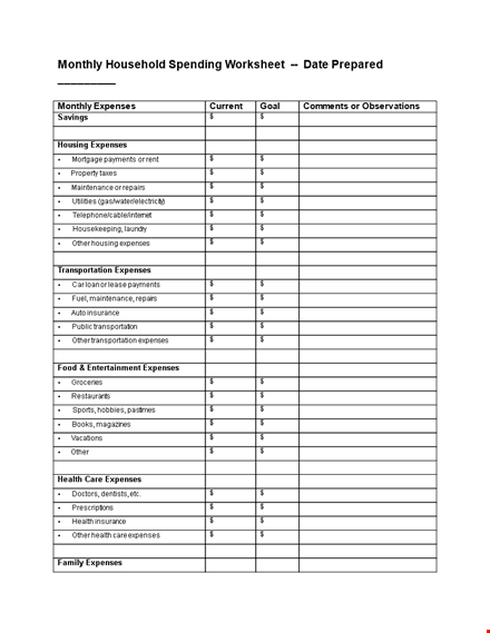 household balance sheet template