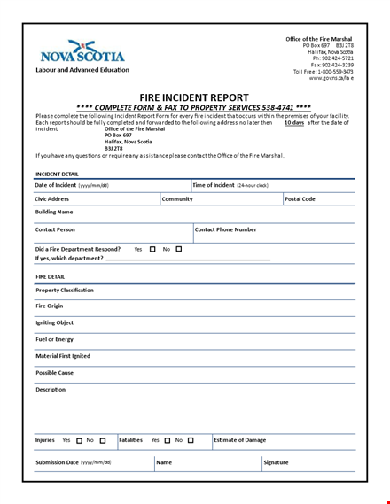 fire incident report template for accurate documentation template