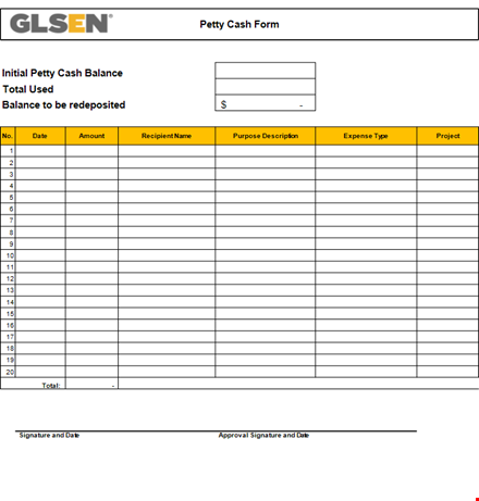 track your petty cash with our easy-to-use log - total, balance & record every transaction template