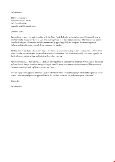 letter of interest for internship sample template