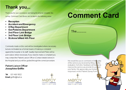 hospital comment card template - capture patient feedback and improve services template