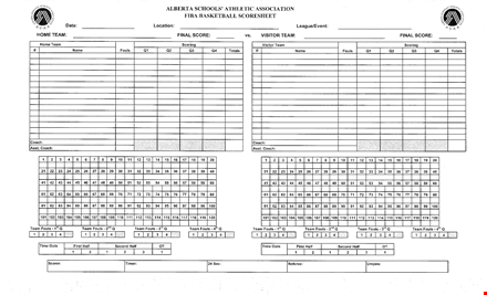 Free High School Basketball Score Sheet Template - Easy to Use & Print