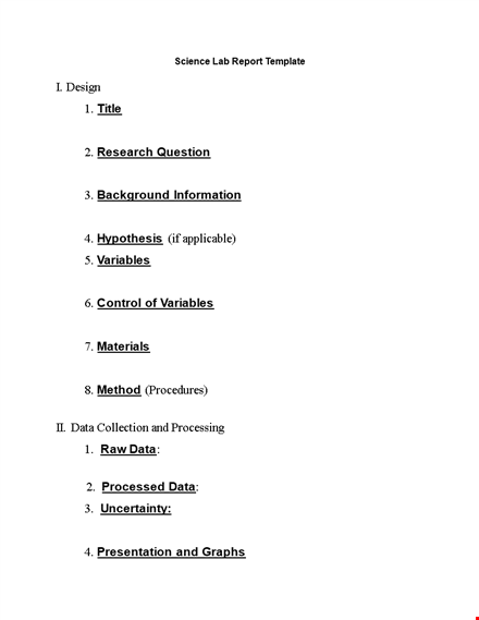science lab report template | includes evaluation, conclusion & variables template