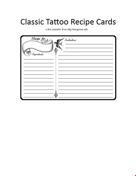 create your own cookbook with classic tattoo inspired cards and recipe template template