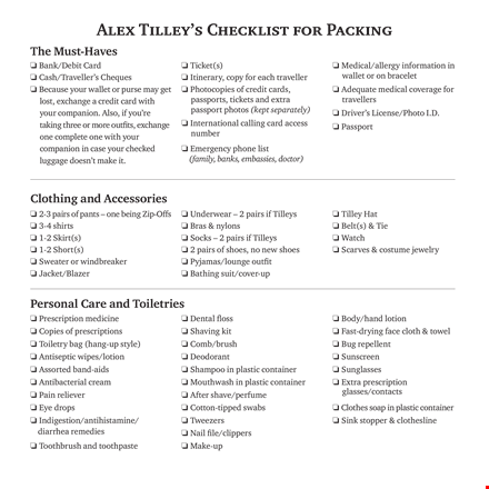 travel smart with our packing list template - never check luggage again! template