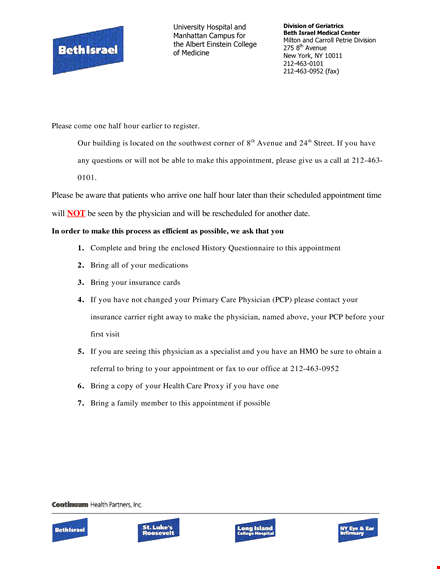 hospital appointment confirmation letter template