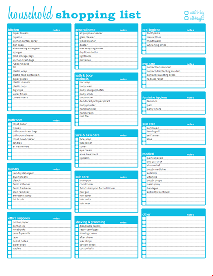 organize printable grocery list template template