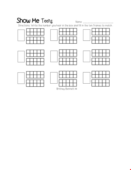 ten frame template for early math learning template