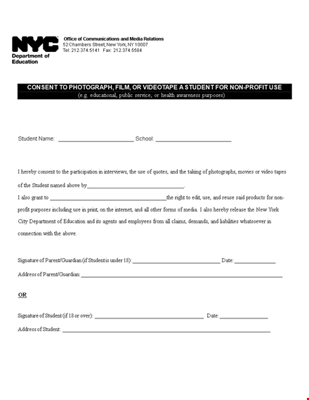 getpermission with our student photo release form - protect your media template