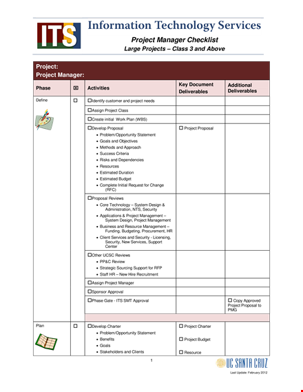 it project manager checklist template download template