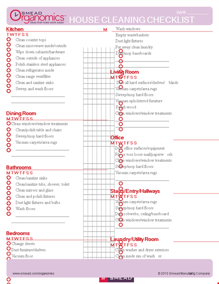 house cleaning checklist template template