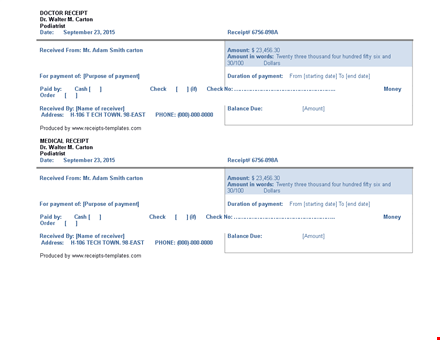 consultation receipt template