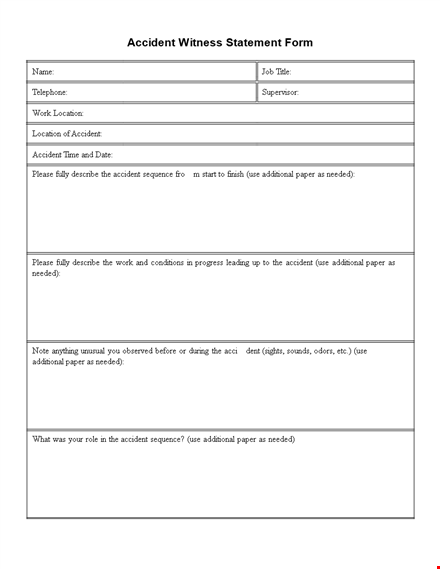 accident witness statement form - needed additional witness template