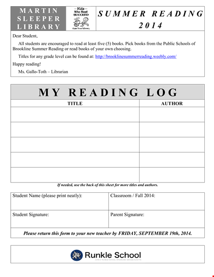 summer reading log template for students | track your books and reading progress template