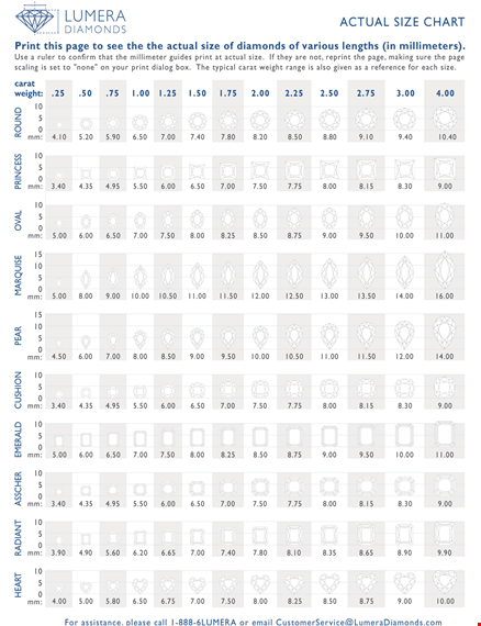 diamond size chart - compare and choose the perfect diamond carat size template