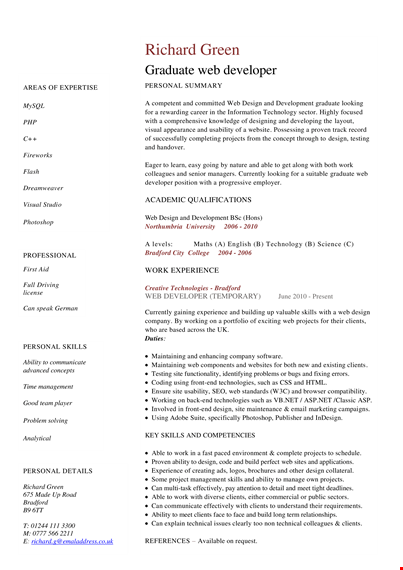 graduate resume in pdf template