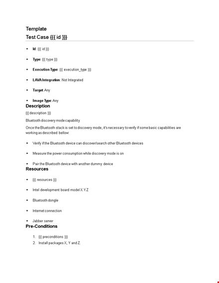 effective test case template for bluetooth devices execution template