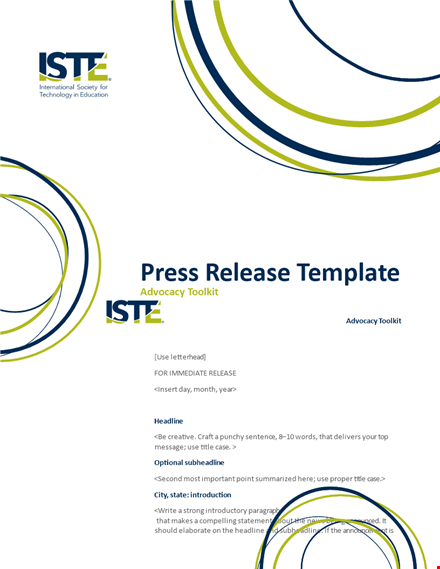 effective press release template for your business | free additional advocacy toolkit template