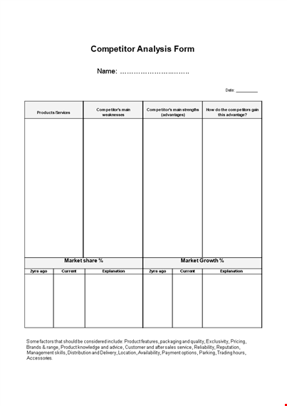 conduct a thorough market and competitor analysis with our competitive analysis template template