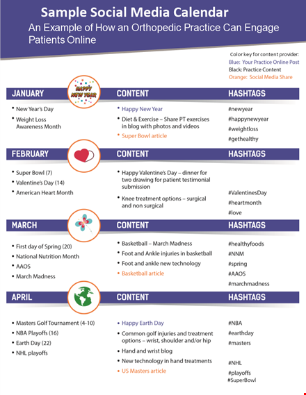 social media planning calendar example template