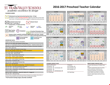 preschool teacher calendar template for easy classroom organization template