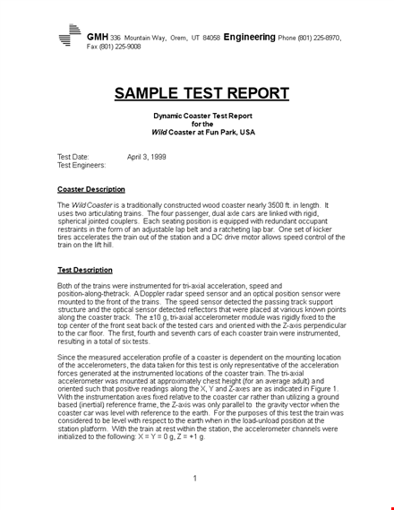 engineering test report template